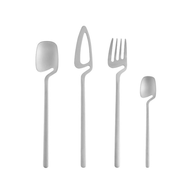 Producto Juego de cuchara, cuchillo y tenedor de acero inoxidable 304 Taza colgante creativa de café mágico Cuchara, cuchillo y tenedor de postre