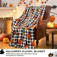thumbnail image 2 of Halloween Blanket, Black Buffalo Plaid Fall Pumpkin Throw Blanket for Couch Sofa Bed Office Camping, Soft Warm Fuzzy Cozy Checkered Blanket, Halloween Decor 50"X60", 2 of 6
