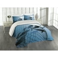 thumbnail image 2 of Ambesonne Mermaid Quilted Coverlet 3 Pcs, Flight of Dolphins, Queen Size, Blue, 2 of 4