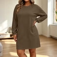 thumbnail image 3 of ShomPort Women's Plus Size Dresses Crew Neck Long Sleeve Sweatshirt Dress with Pockets Loose Loungewear Casual Mini Dresses, 3 of 8