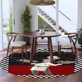 thumbnail image 4 of Abstract Round Living Room Rugs 6 ft, Cartoon Style Chef Bread White Black Checkered Border Washable Area Rug with Non-Slip Sturdy Edge Binding Round Carpet for Kitchen Office Bedroom, 4 of 9