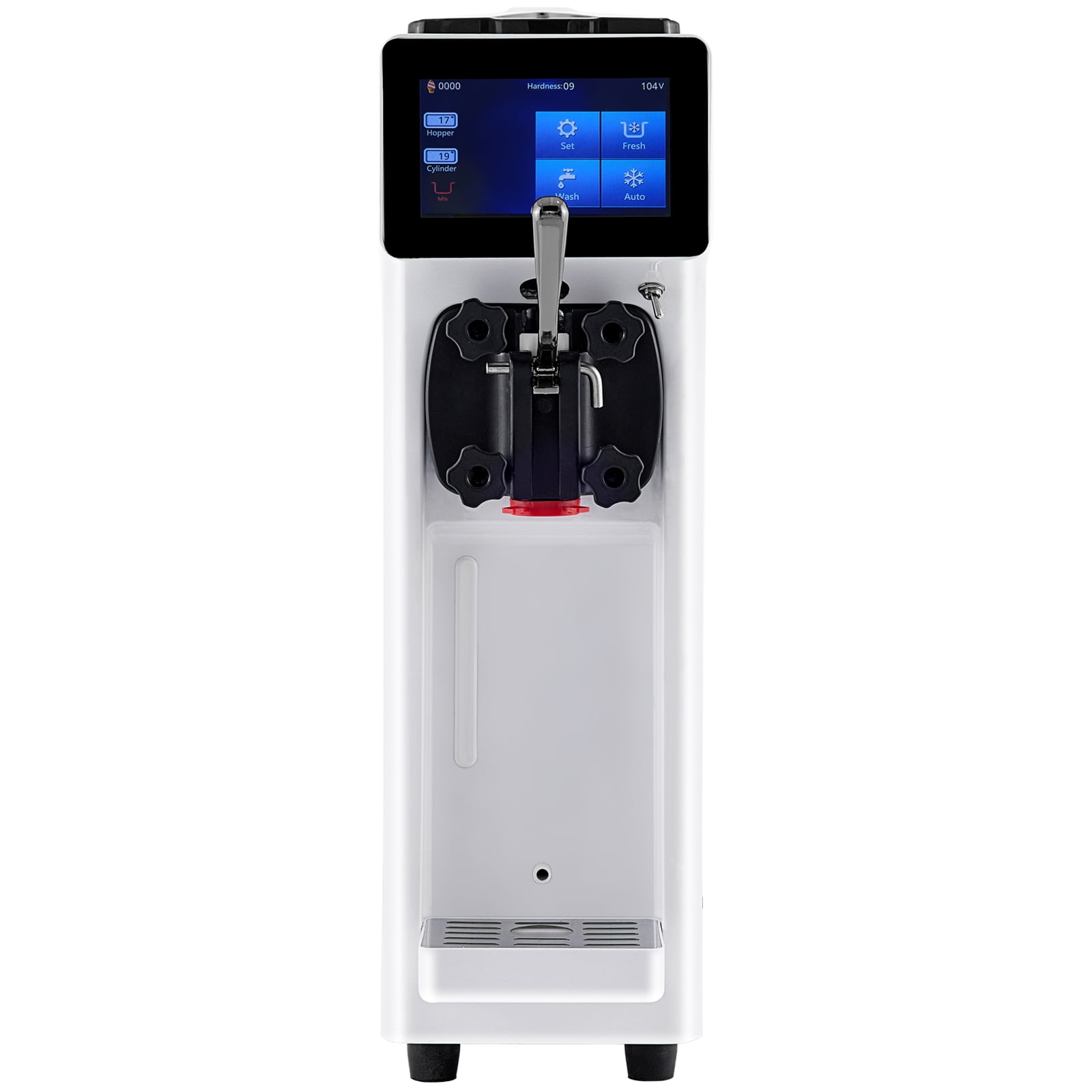 VEVOR Commercial Ice Cream Machine, 10-15L/H Yield, 1000W Countertop Soft Serve Maker with 4L Hopper 1.6L Cylinder Touch Screen Puffing Shortage Alarm, Frozen Yogurt Maker for Café Snack Bar, White