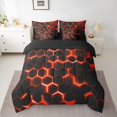 thumbnail image 2 of Manfei Geometric Honeycomb 7-Piece Bedding Comforter Set,Modern Minimalism Geometric King Bedding Sets,Black Red Hexagon Bed Sheets For Teens,Ultra Soft Home Decor Reversible, 2 of 8
