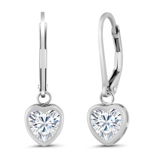 Gem Stone King 925 Silver Butterfly Earrings With Marquise White Moissanite & Blue Sapphire - 3.00 CTTW, Birthstone Gift
