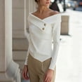 thumbnail image 4 of HongQid Women's Casual Long Sleeve Off-The-Shoulder Tee Going Out Tops, 4 of 7