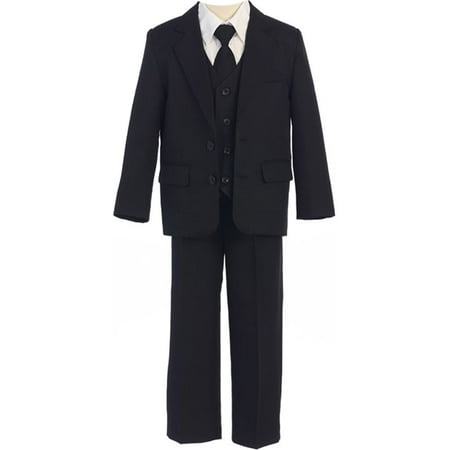 Sweet Kids Boys Black Button Jacket Vest Shirt Tie Pant Suit 8-20 Husky