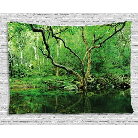Green Decor Tapestry Forest Moss Leaves Nature Themed