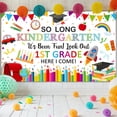 thumbnail image 6 of Welcome Back to School Backdrop White So Long Kindergarten It's Been Fun Look Out 1st Grade Here I Come Background Kindergarten  Classroom Party Decorations Banner Photo Booth Props, 6 of 7