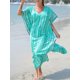 thumbnail image 5 of Vestido maxi de gran tamaño para mujer Tie Die Printed V Neck Beach Robe Cover Ups Abanopi Vestido, 5 of 7