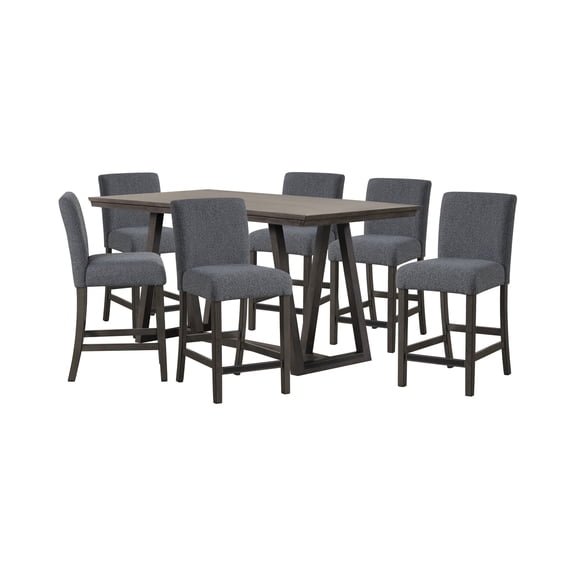 New Classic Furniture High Line 7-piece Wood Counter Table Set in Gray