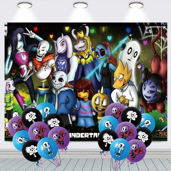 Undertale Banner Backdrop Background Birthday Balloons Party Supplies Taspestry Poster Wall Decor