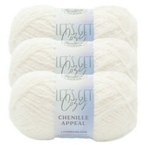 Lion Brand Yarn Chenille Appeal Coconut Milk Chenille Medium Polyester White Yarn 3-Pack