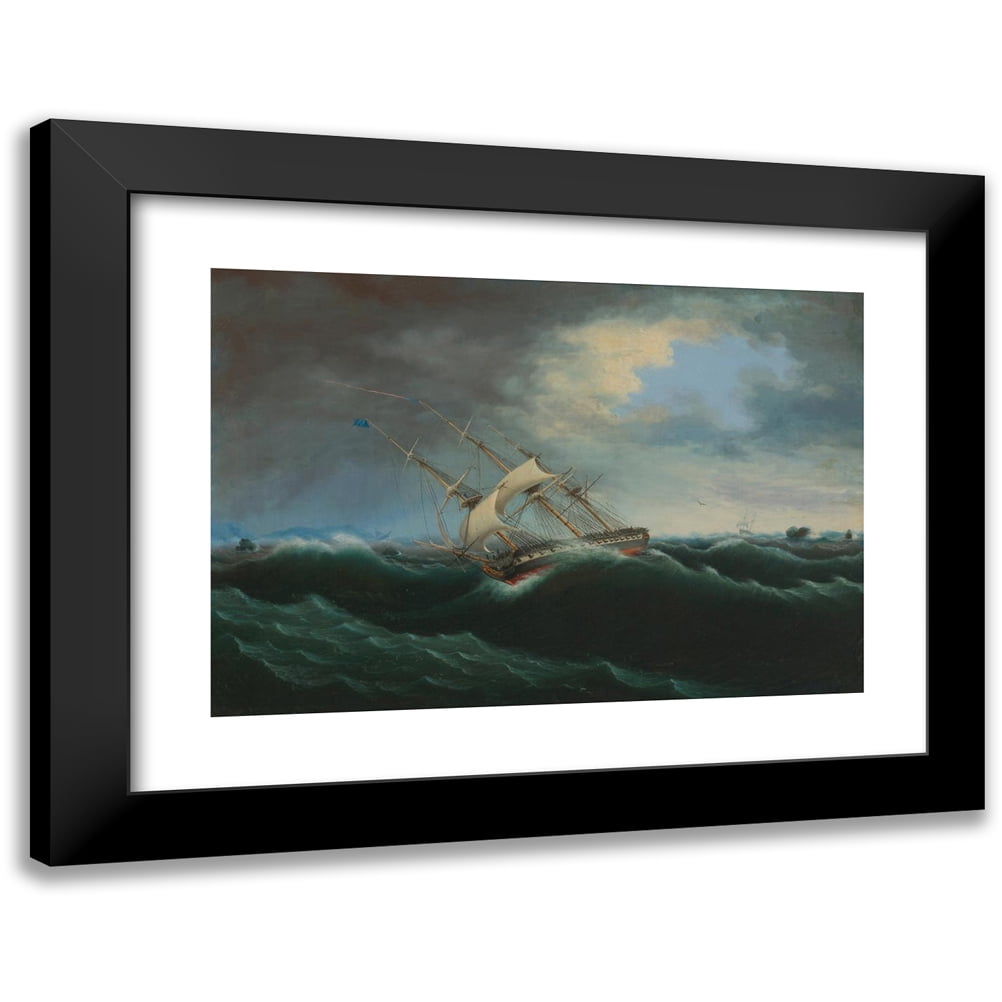 Thomas Birch 18x14 Black Modern Framed Museum Art Print Titled - The Constitution