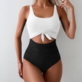 thumbnail image 4 of One Piece Swimsuit for Women Tummy Control Slimming Bathing Suit Cutout Tie Knot Printed Swimwear, 4 of 5