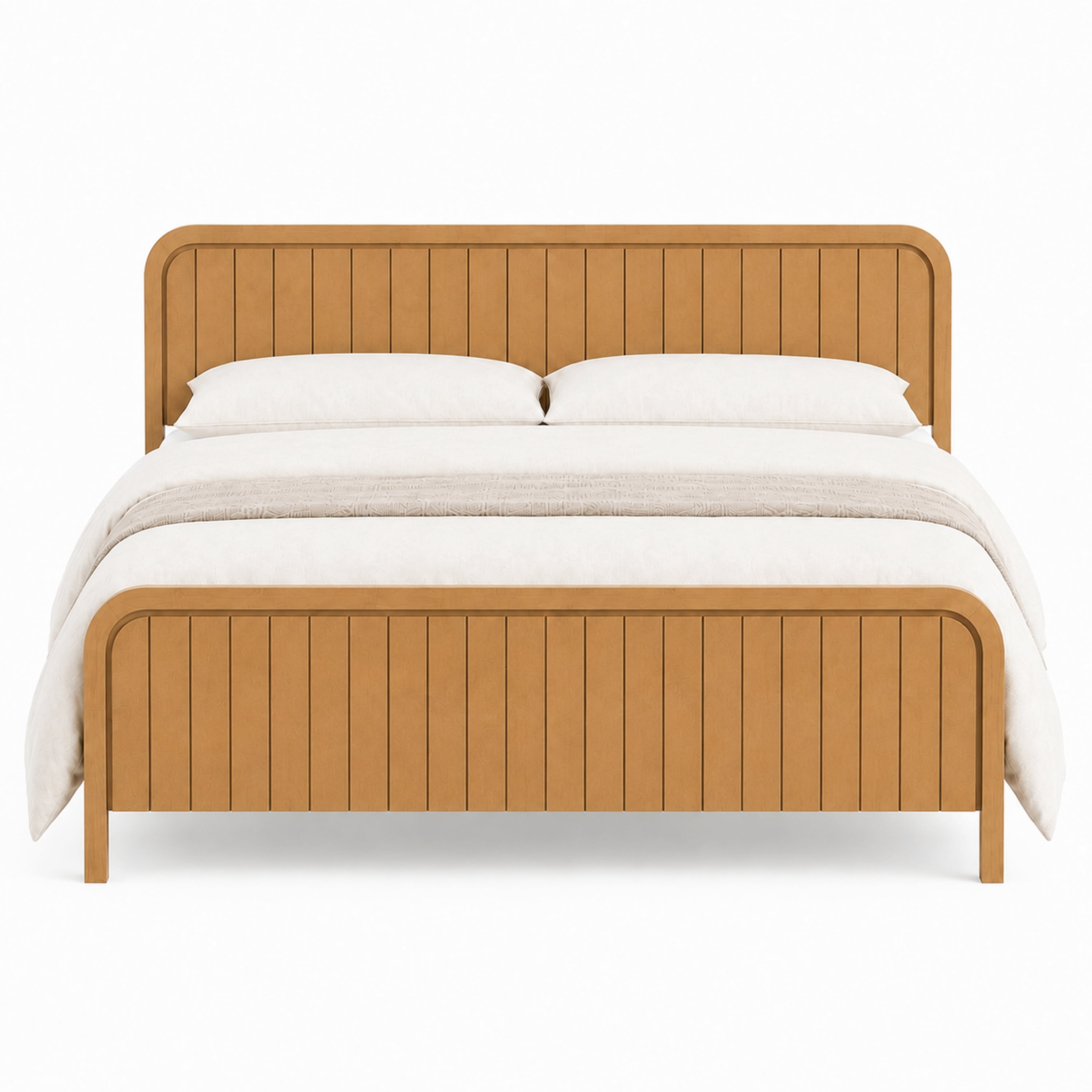 Mintazer King Size Platform Bed Frame with Rounded Headboard & Footboard for Bedroom, No Box Spring Needed, Easy Assembly, Natural