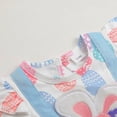 thumbnail image 6 of mgoYE Baby Girl Clothes 0-3 Months Baby Girl Easter Outfit Romper Dress Ruffles Short Sleeve Bunny Print Clothes Jumpsuit with Headband(Sky Blue,3-6 Months), 6 of 7