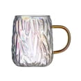 thumbnail image 1 of Tazas de vidrio texturizado Glacier de 480 ml con asas for té, capuchino, latte, zumo y leche., 1 of 7