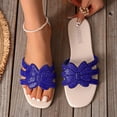 thumbnail image 2 of HomeDM Women's Flat Sandals Sparkly Rhinestone Dressy Square Open Toe Comfortable Slide Sandals Summer Slip On Beach Sandals, Blue Size 6.5, 2 of 7