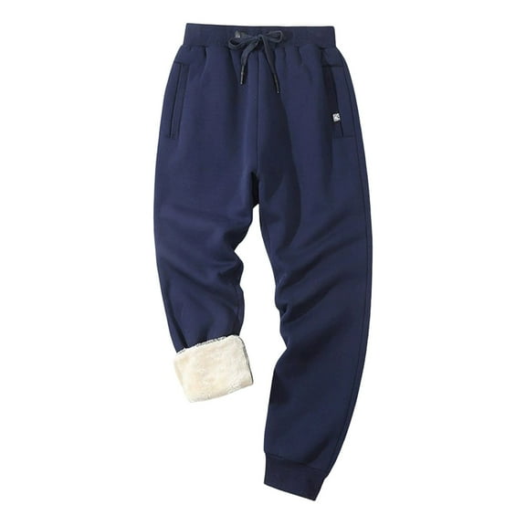 Mens Sweat Pants Lined Straight Leg Heavyweight Sweatpants Fall Winter Warm Trousers Men Pants