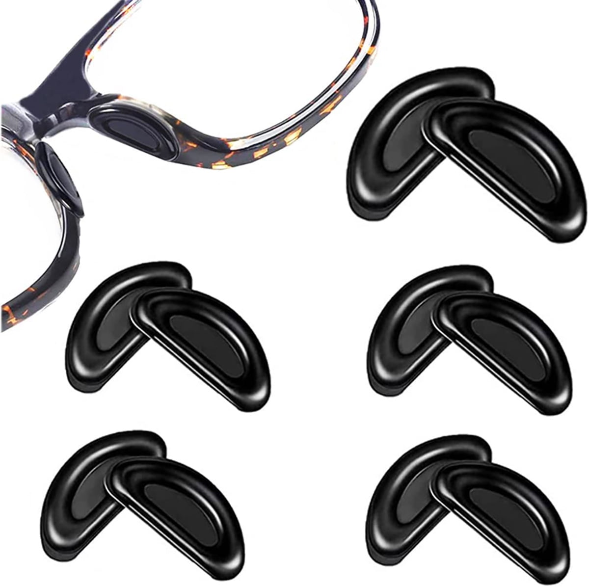 BEHLINE Eyeglass Stick on Nose Pads, 5 Pairs AntiSlip Adhesive Glasses Nose Piece,Soft Silicone