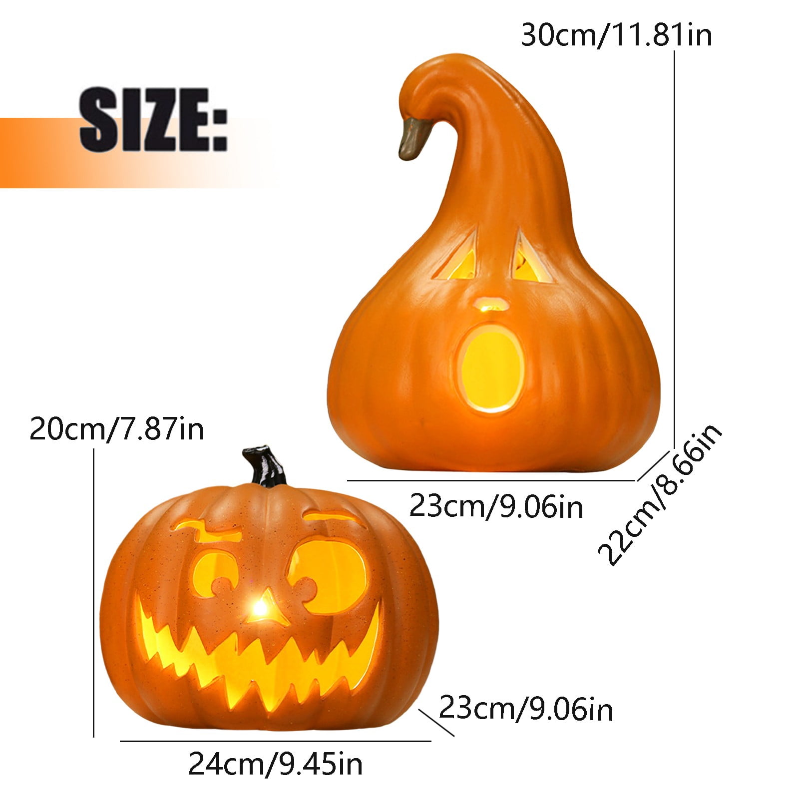 ​​BINGLI Jack O'Lantern Pumpkin Decor​​, 12 Inch Shatterproof Waterproof, Safe for Indoor Outdoor Halloween Party Favors Decoration Displays