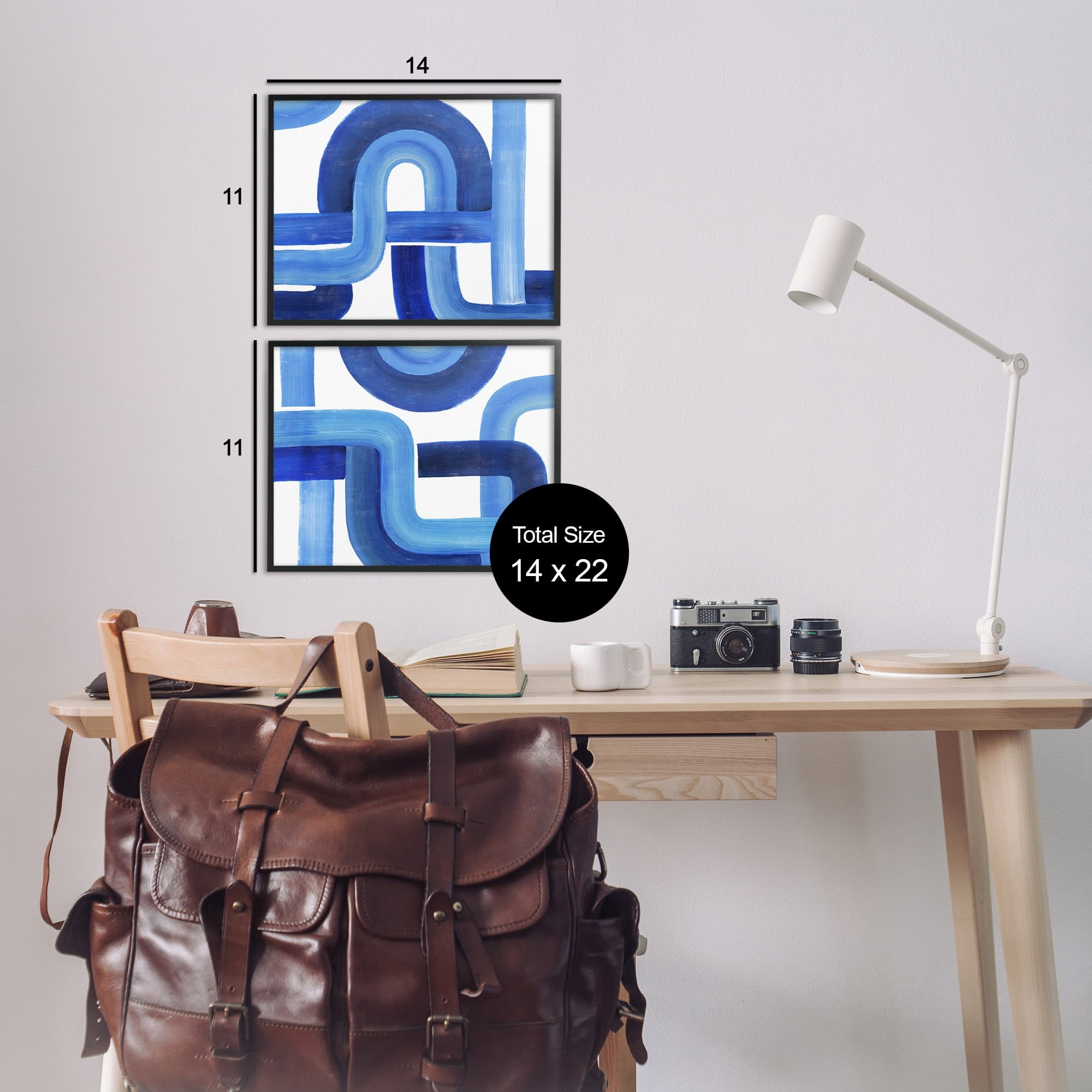 Stupell Industries Woven Blue Lines Geometric Color Abstraction Black Framed by Grace Popp