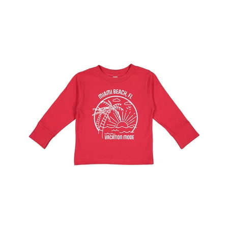 

Inktastic Summer Vacation Mode Miami Beach Florida Gift Toddler Boy or Toddler Girl Long Sleeve T-Shirt