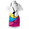 thumbnail image 4 of Gymnastics Apron, Teenager Silhouette Ribbon Dancing on an Abstract Stripes Background, Unisex Kitchen Bib with Adjustable Neck for Cooking Gardening, Adult Size, Multicolor, by Ambesonne, 4 of 4