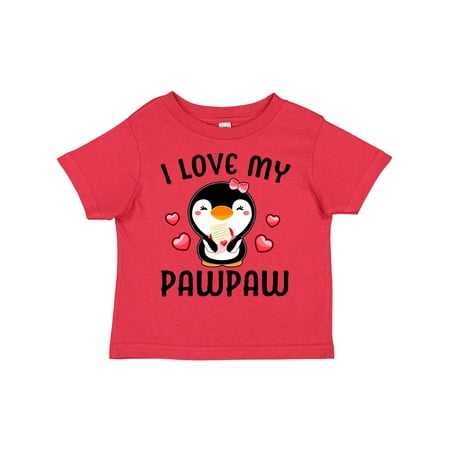 

Inktastic I Love My Pawpaw with Cute Penguin and Hearts Gift Toddler Toddler Girl T-Shirt