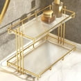 thumbnail image 3 of Estante de pie multifuncional para almacenamiento de maquillaje cosmético, bandeja de tocador de baño de 2 niveles, organizador de encimera de baño pa L Baoblaze Bandeja de almacenamiento, 3 of 8