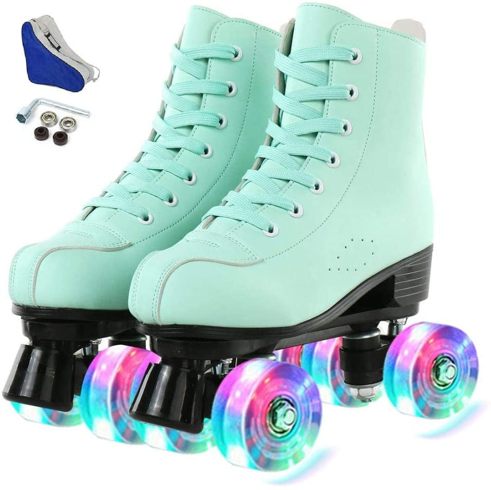 Women's Roller Skates Adjustable Hightop Double Row Roller Skates Mint