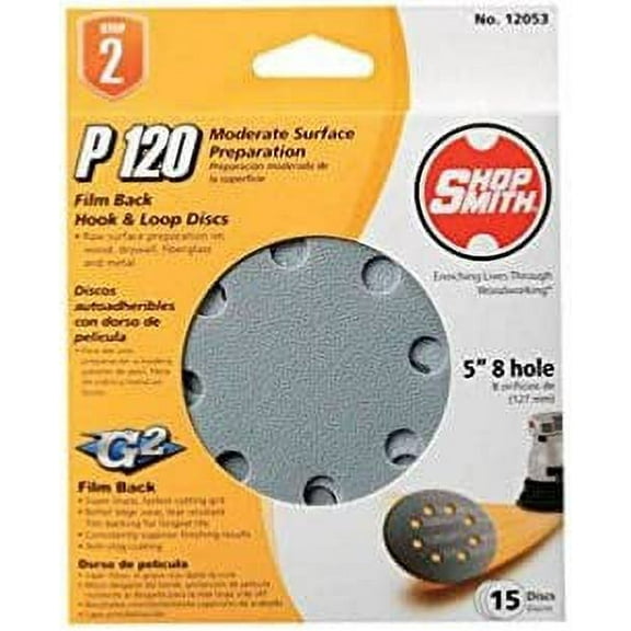 Shopsmith Sandpaper Hook&Loop 5 " 0grit, Grit12