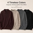 thumbnail image 3 of AZoiNM Men's Long Sleeve V-Neck Knit Polo Sweater, Soft Solid Color Pullover Sweater with 3-Button Placket, Ribbed Cuffs and Hem, Business Casual Sweater for Work and Daily Wear, 3 of 7