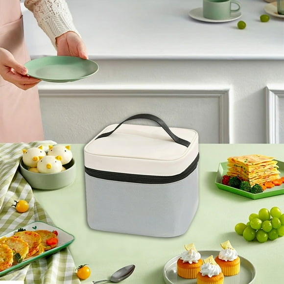 Bolsa térmica aislante - Bolsa reutilizable a prueba de fugas para trabajo, oficina, picnic y viajes - Fiambrera de poliéster gris