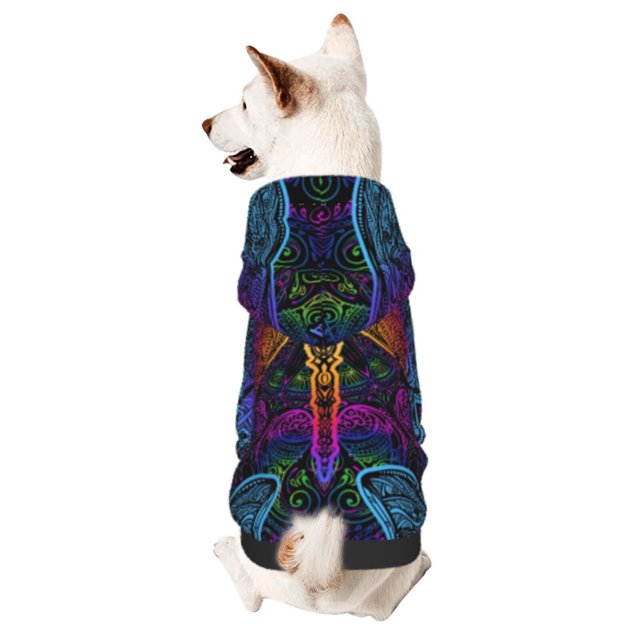 Fotbe Indian Mandalas Dragonfly Sudadera con Estampado para Perros Pequeños – Suéter con Capucha para Mascotas, Tela Suave de Forro Polar con Bolsillo-XX-Large