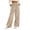Khaki, variant on Ninixx Womens Velour Wide Leg Pants Elastic Waist Relaxed Lounge Trousers with Pockets and Button Front