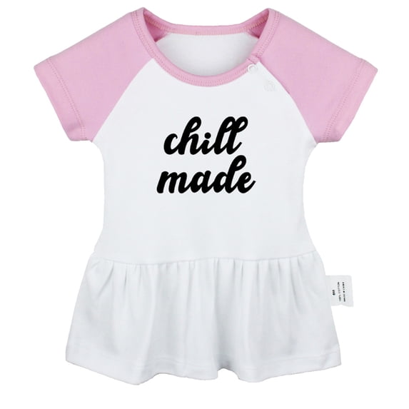 Chill Made Funny Dresses For Baby, Newborn Babies Skirts, Infant Princess Dress, 0-24M Kids Graphic Clothes (Pink Raglan Dresses, 18-24 Months)