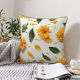 thumbnail image 6 of Fotbe Sunny Yellow SunFlower Pattern Velvet Decorative Throw Pillow Covers with Elegant Piping, Soft Plush Cushion Cover for Sofa, Bed, Car, Office-18"x18", 6 of 8