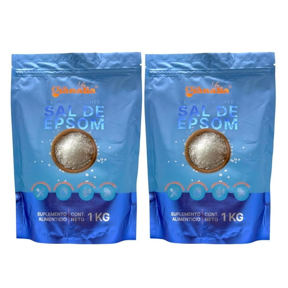 Sal de Epsom (Sulfato de Magnesio) 2 bolsas de 1 kg Granalia