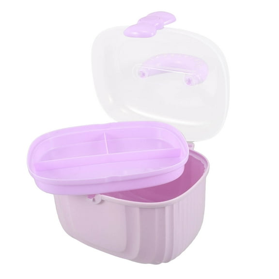 Purple Plastic Double Layer Storage Box with Lid for Jewelry and Accessories Portable for Travel