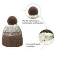 thumbnail image 3 of Gorro de invierno con puños suaves, pompón, rayas, tejido, calavera, gorro de esquí holgado, gorro de lana de mezcla de colores degradados, 3 of 5