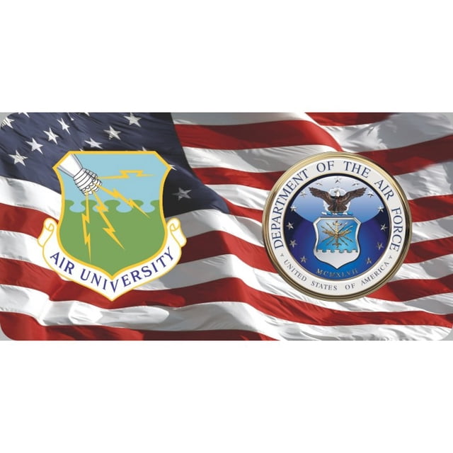 Air University Command & Air Force sur Plaque d'Immatriculation Drapeau Américain