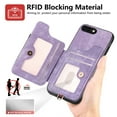 thumbnail image 6 of Nalacover For iPhone 7 Plus/8 Plus Case Ring Holder Kickstand with Credit Card Holder, Back Flip Premium Leather Magnetic Clasp Removable Wirst Hand Strap Cover For iPhone 7 Plus/8 Plus, Purple, 6 of 8