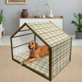 thumbnail image 2 of Plaid Pet House, Geometric Composition with Squares and Rectangles Colorful Shapes with Diagonal Lines, Outdoor & Indoor Portable Dog Kennel with Pillow and Cover, 5 Sizes, Multicolor, by Ambesonne, 2 of 4
