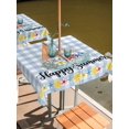 thumbnail image 2 of Outdoor Tablecloth with Umbrella Hole for Patio/Picnic/Party/Camping, Summer Nautical Waterproof Table Cloth Square Cover Washable, Happy Summer Coastal Blue Checkered (54"x 54"), 2 of 8