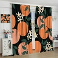 thumbnail image 4 of Orange Curtains Cute Fruit White Flower Green Leaves Summer Fresh Orange Bedroom Living Room Bathroom Blackout Rod Pocket Decoration Window Drapes 2 Panels W21xL63in, 4 of 6