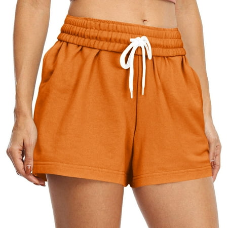 Blphud Womens Casual Shorts Womens Boy Shorts Underwear Women s Casual Summer Drawstring Sports Shorts plus Size Sexy Pajamas for Women Shorts Set Orange XL