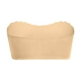 thumbnail image 4 of qolati Push Up Bras for Women Front Closure Scallop Trims Padded Bandeau Bralette Seamless Strapless Non-Slip Tube Bra, 4 of 5