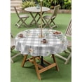 thumbnail image 4 of Outdoor Tablecloth with Umbrella Hole for Patio/Picnic/Party/Camping, Watercolor Floral Waterproof Table Cloth Round Cover Washable, Spring Flowers Leaves Plants Gray Plaid (Dia 54"), 4 of 8