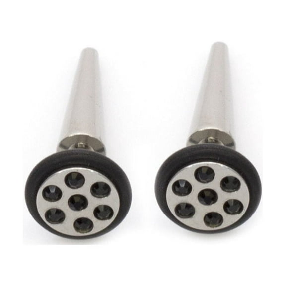Fake Faux Cheater Illusion Ear Plug Earrings with Multi-Gem Design 16G